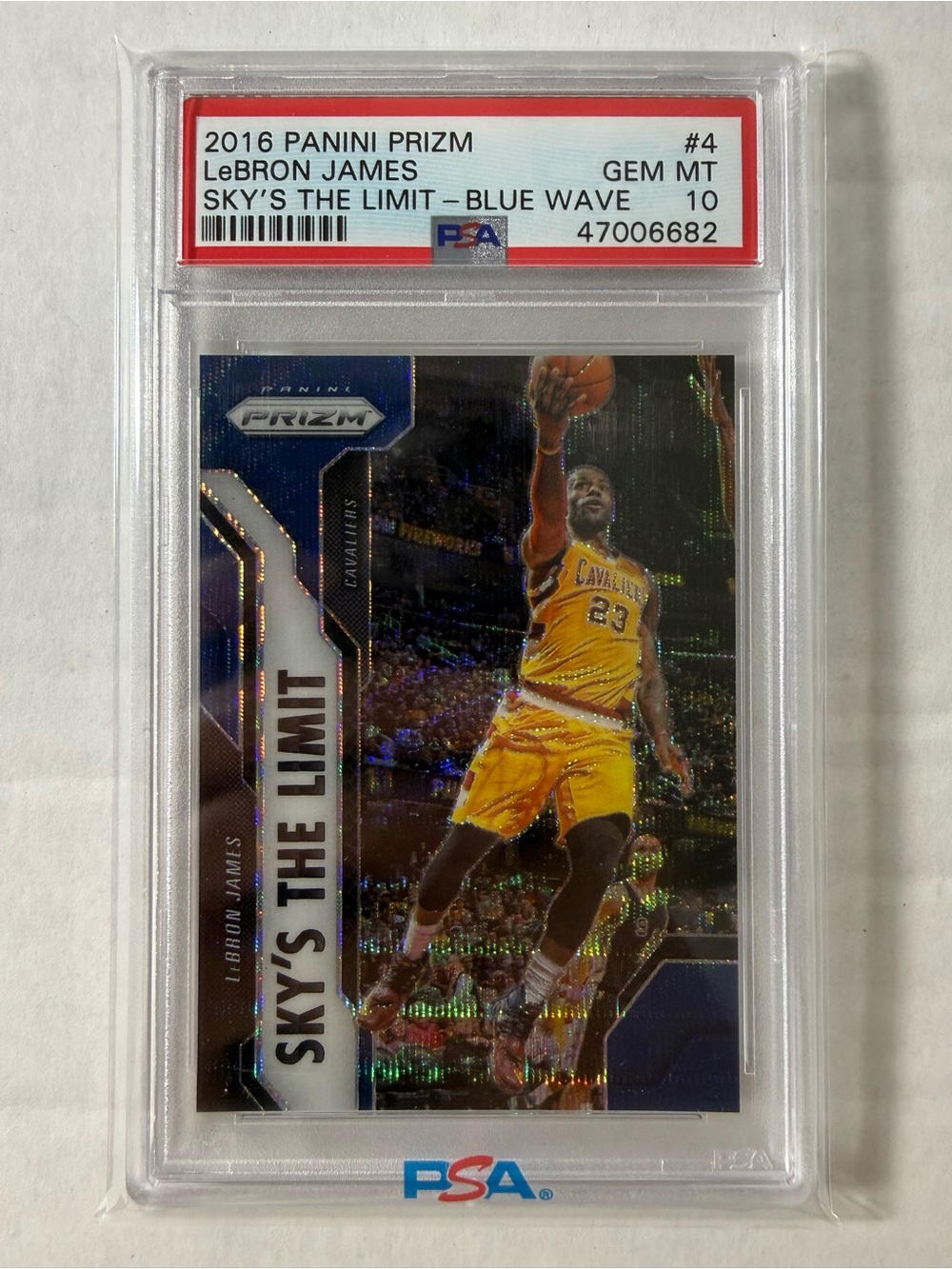 Panini Prizm 2016-17 LeBron James Sky's the Limit #4 Blue Wave 28/99 PSA 10 💎
